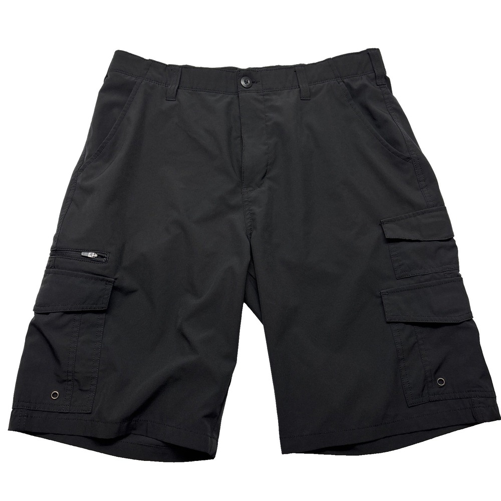 Iron Co Men's Belted Stretch Performance Hybrid‎ black Cargo Shorts 34